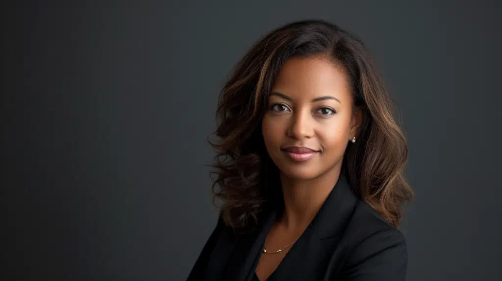 woman headshot in black suit